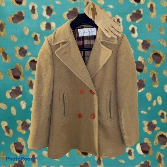 EVAN PICONE, VINTAGE WOOL PEA COAT, Camel, Wmn’s M - Picture 13 of 14